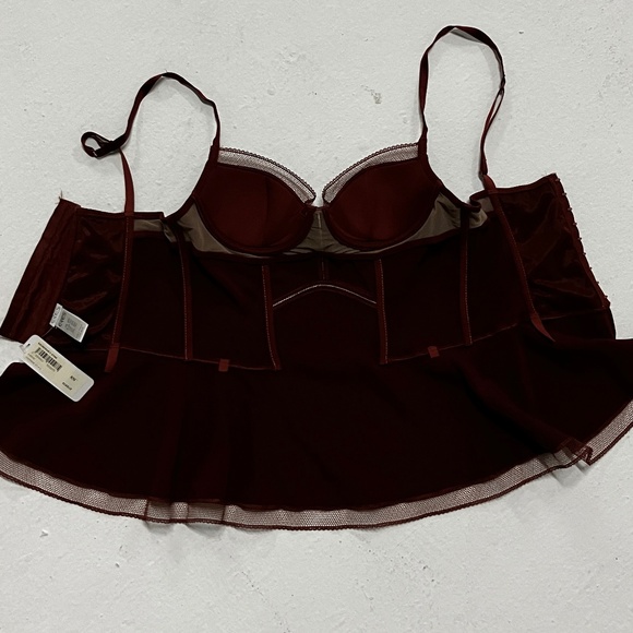 Eres Paris Silk Burgundy Top with Built in bra/corset 32C - Picture 10 of 11